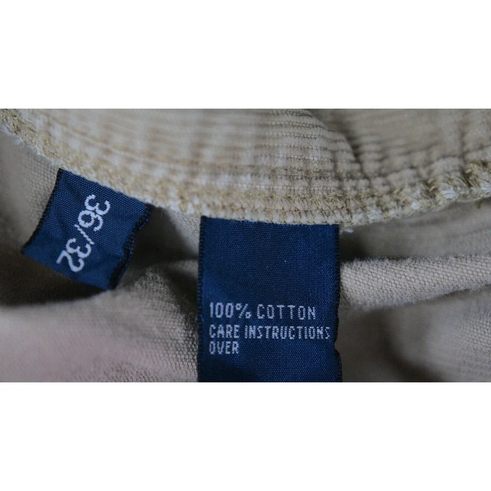 Vintage‎ Polo Ralph Lauren Corduroy Pants Mens 36x32 Beige Wide Straight Leg